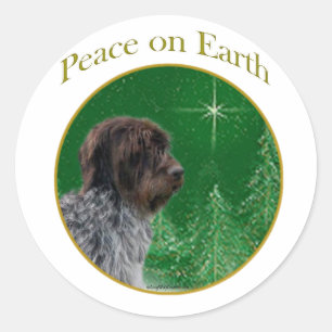 Sticker Rond À poils durs Pointing Griffon Peace