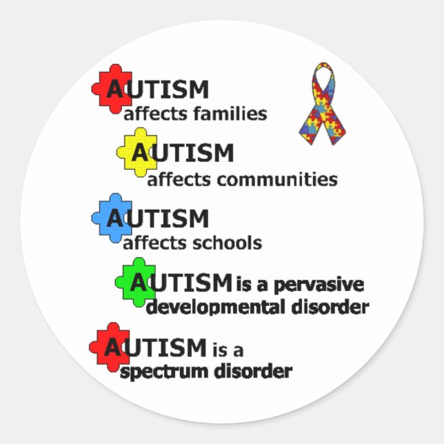 STICKER ROND A PROPOS DE L'AUTISME (Devant)