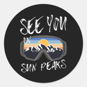 Sticker Rond À Sun Peaks Vacation Ski Goggings