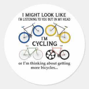 Sticker Rond à vélo, je pourrais avoir l'air de vous écouter