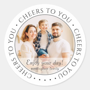 Sticker Rond À votre santé ! Photo d'anniversaire simple classi