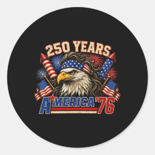 Sticker Rond Aamerica Rétro 250 Ans Anniversaire États-Unis 177