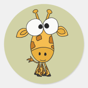 Sticker Rond AB - Drôle Carton de Giraffe
