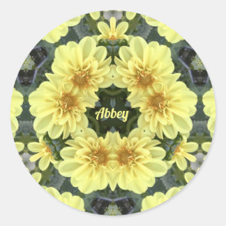 STICKER ROND ABBEY ~ DAHLIAS JAUNES DE PÂQUES RELIGIEUX ~
