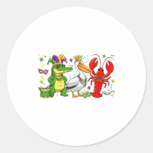Sticker Rond Abc Alligator Pélican Écrevisse Louisiane Drôle Ma