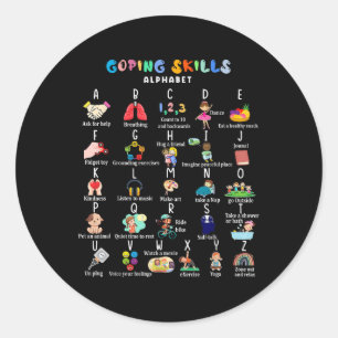 Sticker Rond Abc Compétences d'adaptation Alphabet Autosoins Sa