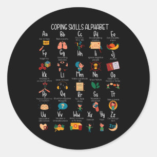 Sticker Rond Abc Compétences d'adaptation Alphabet Autosoins Sa