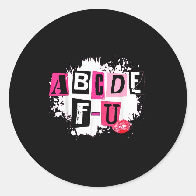 Sticker Rond Abcdefu Retro Funny Heart Valentine's Day  (Devant)