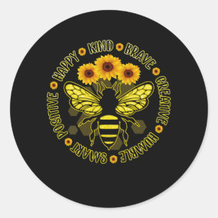 Sticker Rond Abee Happy Genre Brave Humble Smart Positif Bumble