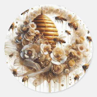 Sticker Rond Abeille à miel