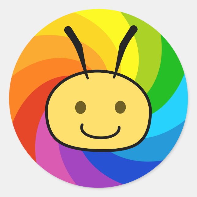 Sticker Rond Abeille arc-en-ciel (Devant)