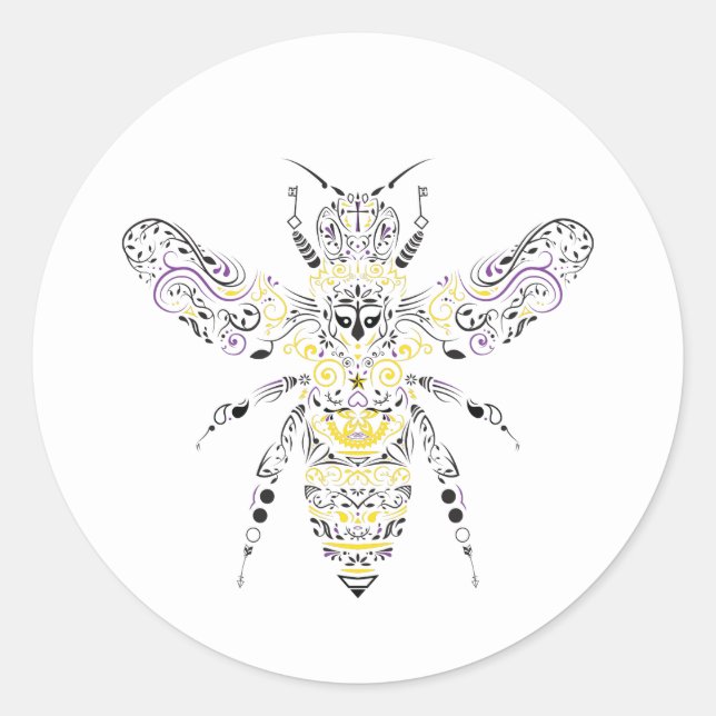 Sticker Rond abeille au miel (Devant)
