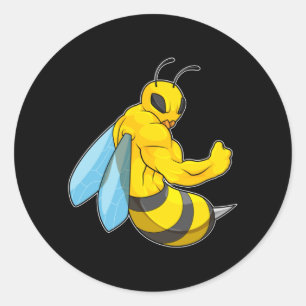 Sticker Rond Abeille comme culturiste