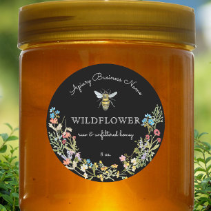 Sticker Rond Abeille de miel floral personnalisée