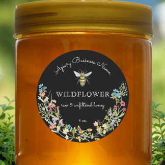 Sticker Rond Abeille de miel floral personnalisée