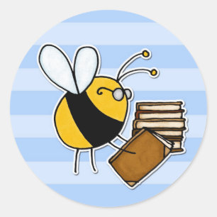 Sticker Rond abeille de travailleur - bibliothécaire