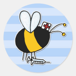 Sticker Rond abeille de travailleur - infirmière
