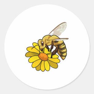 Sticker Rond Abeille en fleurs