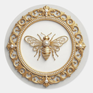 Sticker Rond Abeille en or et perle fantaisie