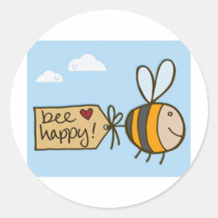 Sticker Rond Abeille heureuse