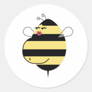 Sticker Rond Abeille Maman enceinte (lèvres rouges) Sceau d'env