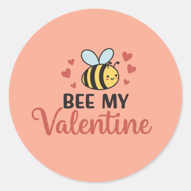 Sticker Rond Abeille mignonne Ma Valentine (Devant)