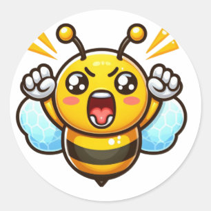 Sticker Rond Abeille mûre en colère