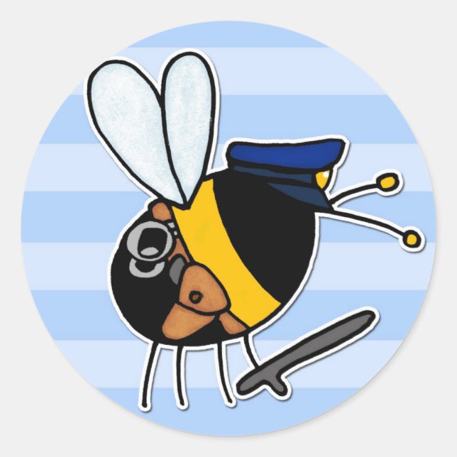 Sticker Rond abeille ouvrière - policier (Devant)