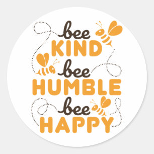 Sticker Rond Abeille Type Abeille Humble Abee Happy