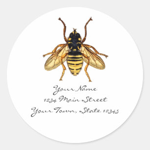 Sticker Rond Abeille vintage jaune et noire