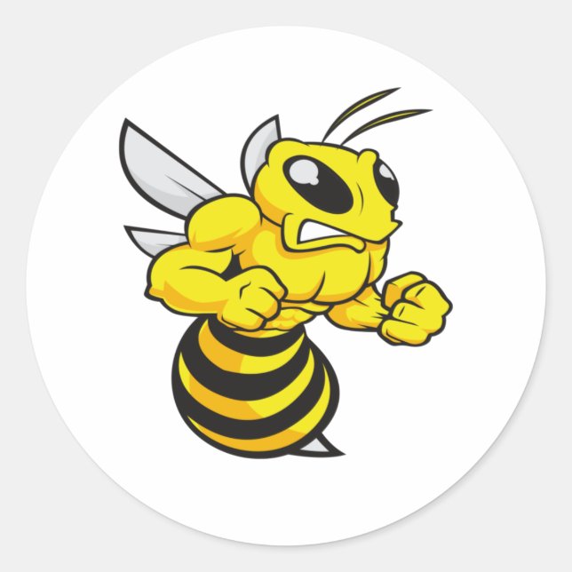 Sticker Rond abeilles en colère, Drôle idée cadeau (Devant)
