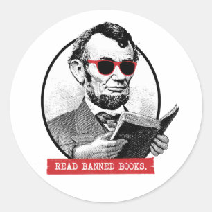 Sticker Rond Abraham Lincoln Lit Les Livres Interdits