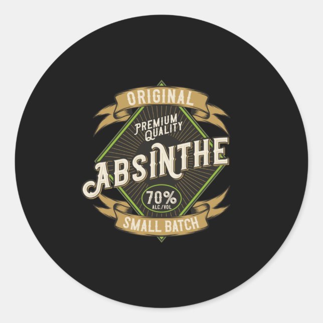 Sticker Rond Absinthe - Fée verte - 04 - foncé (Devant)