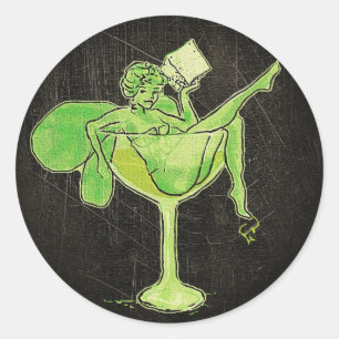 Sticker Rond Absinthe Girl In Glass (pas de texte)