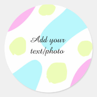 Sticker Rond Abstract geometric shapes pastel add name photo ba