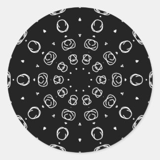 Sticker Rond Abstract Monochrome White Mandala Geometric Patter