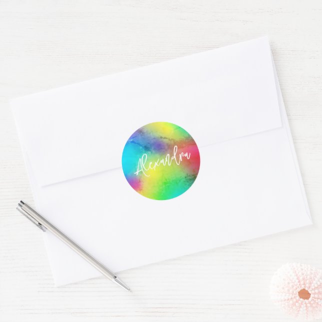 Sticker Rond Abstrait Artistic Vibrant Gradient personnalisé (Enveloppe)