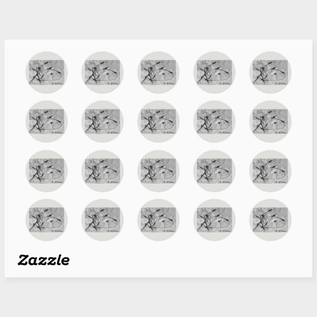 Sticker Rond Abstrait de cygne noir (Feuille)