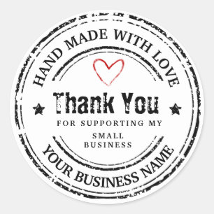 Sticker Rond Abstrait fait à la main avec amour   merci