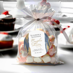 Sticker Rond Abstrait Gold Marine Blue Couples Douche merci