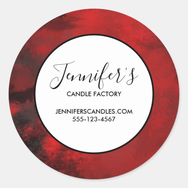 Sticker Rond Abstrait noir et rouge moderne - Affaires (Devant)