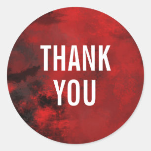 Sticker Rond Abstrait noir et rouge moderne - Merci