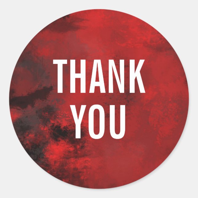 Sticker Rond Abstrait noir et rouge moderne - Merci (Devant)