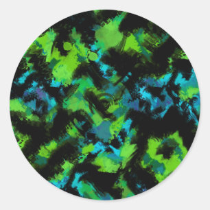 Sticker Rond Abstrait noir et vert