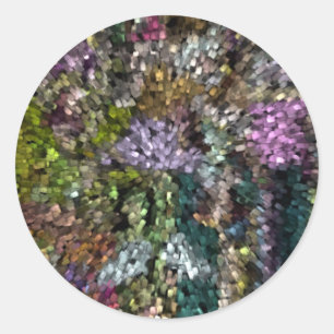 Sticker Rond Abstrait numérique multicolore