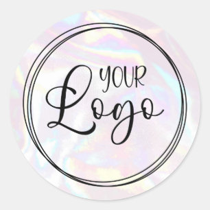 Sticker Rond Abstrait Pastel Holographique Votre Logo Ici