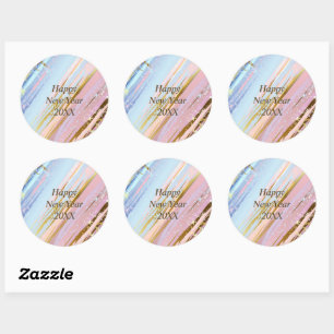 Sticker Rond Abstrait Pink Blue Gold Bonne année 20xx