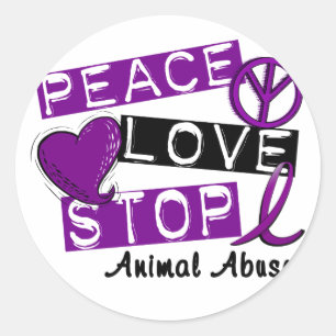 Sticker Rond Abus d'animal d'ARRÊT d'AMOUR de PAIX
