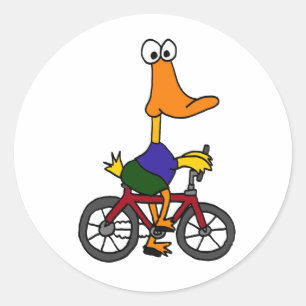 Sticker Rond AC - Duck Riding Bicycle Cartoon