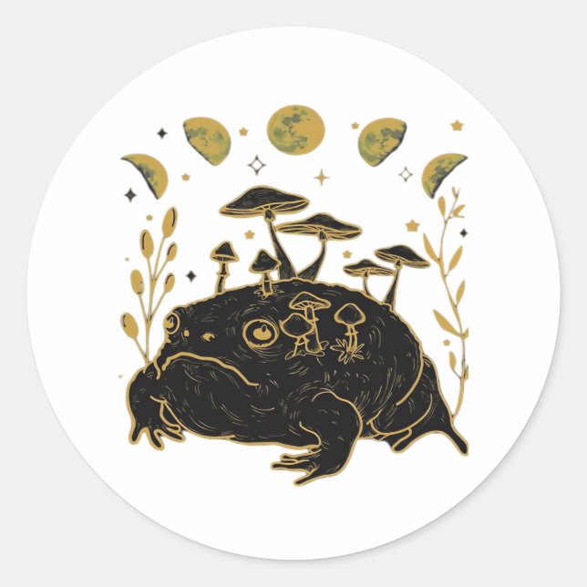Sticker Rond Academia Moon Witchy Goblincore Aesthetic Frog Cla (Devant)